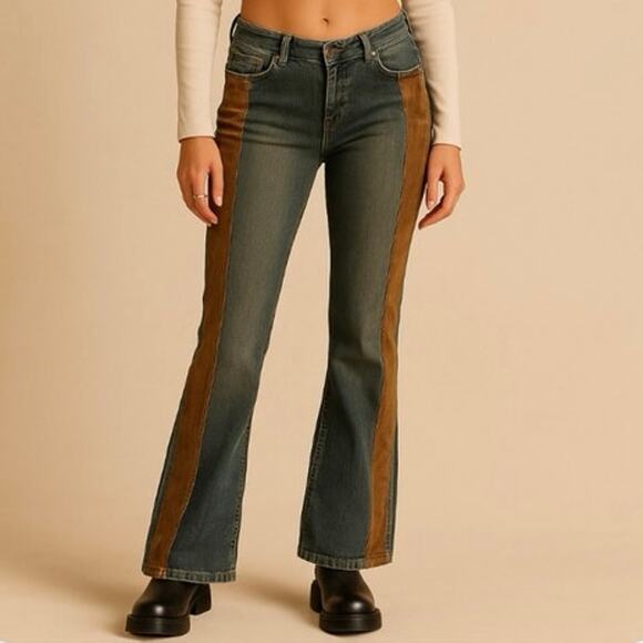 Rare Vintage Y2K Ces’t Toi Low Rise Hip Hugger Boho Grunge Flared Jeans Size 26 - Picture 1 of 9